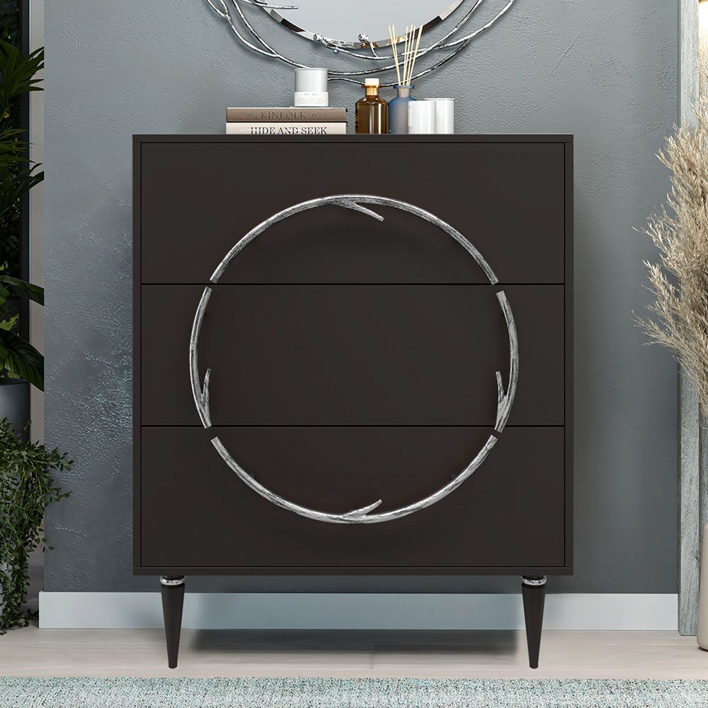Комод Арт Колор matte Классик Сильвер с 3 ящиками Терпкий коричневый матовый