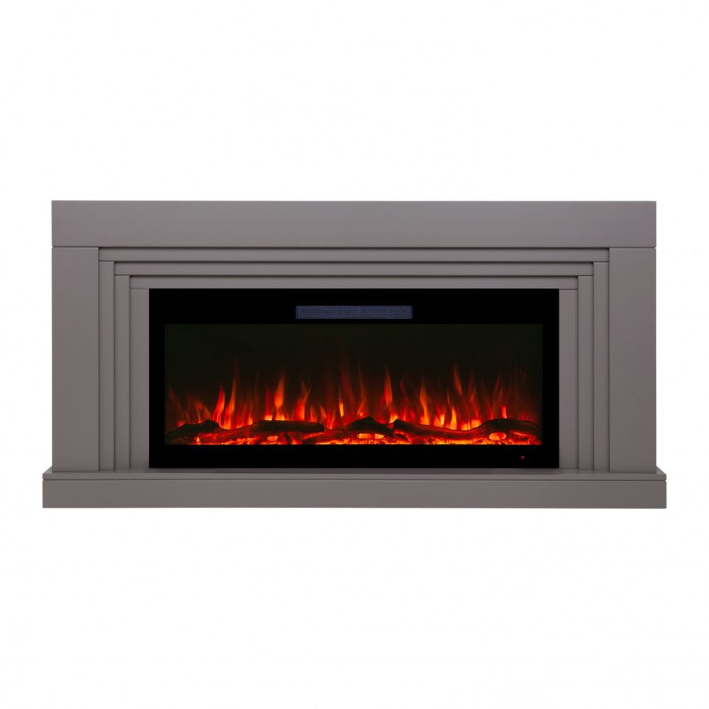 Электрокамин RealFlame Stanley 42 BG мокко с очагом Diamond 42, с муляжом дров и кристаллами