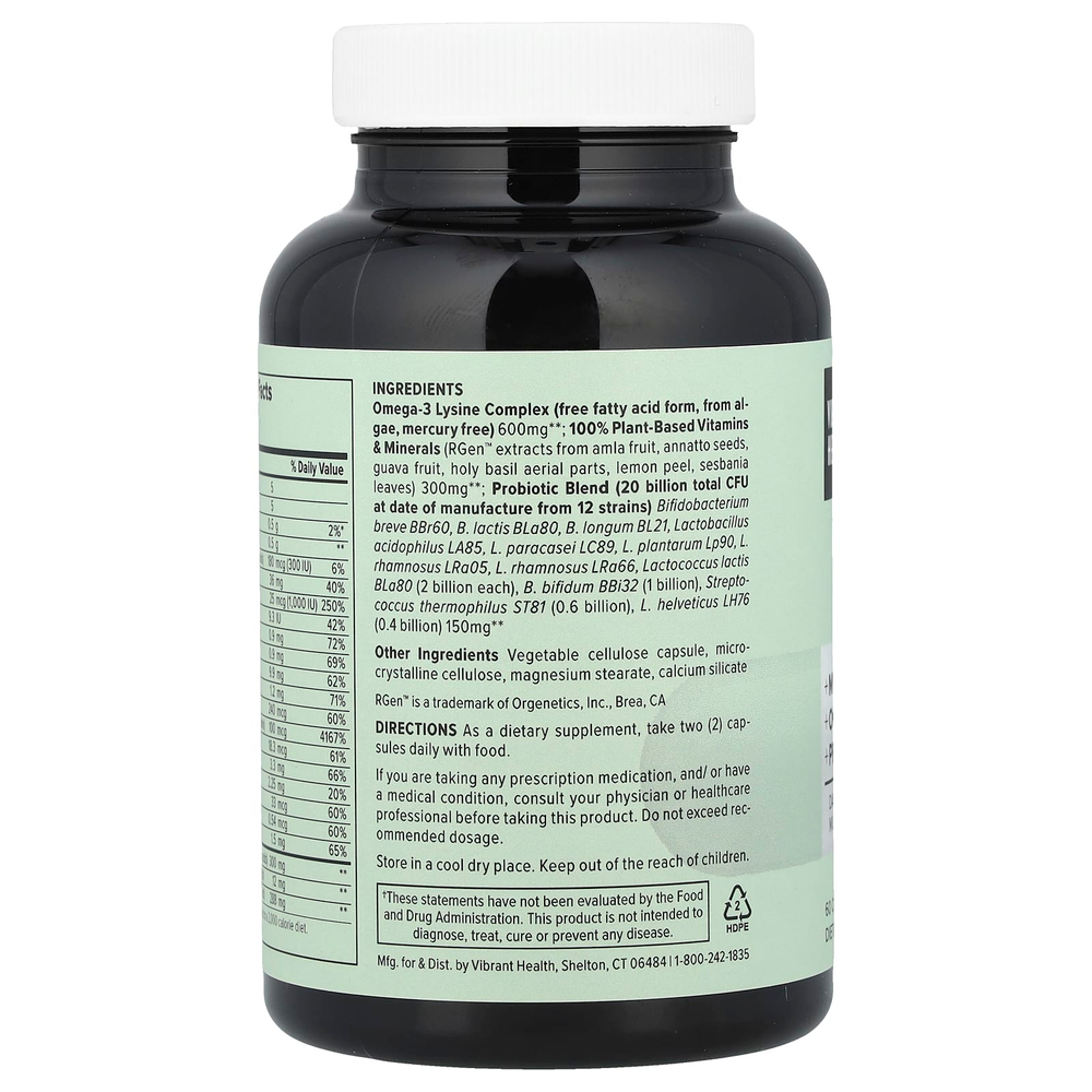 Vibrant Health, Trilogy ™, комплексная добавка 3 в 1 для ежедневного приема, веганский продукт, 60 капсул