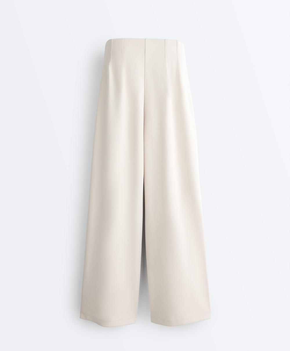 OYSHO Хлопковые широкие брюки-пике со складками, норка