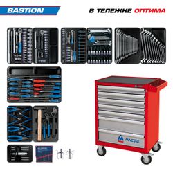 KING TONY (934-100AMR01) Набор инструментов 204 предмета, "BASTION", в красной тележке