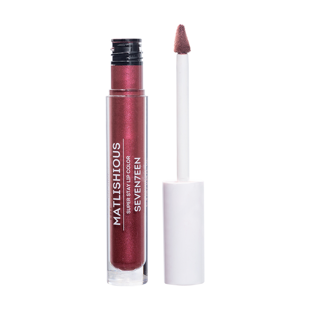 Seventeen Помада-блеск для губ Matlishious Super Stay Lip Color, жидкая, тон №14, Бордовый с искрой, 4 мл