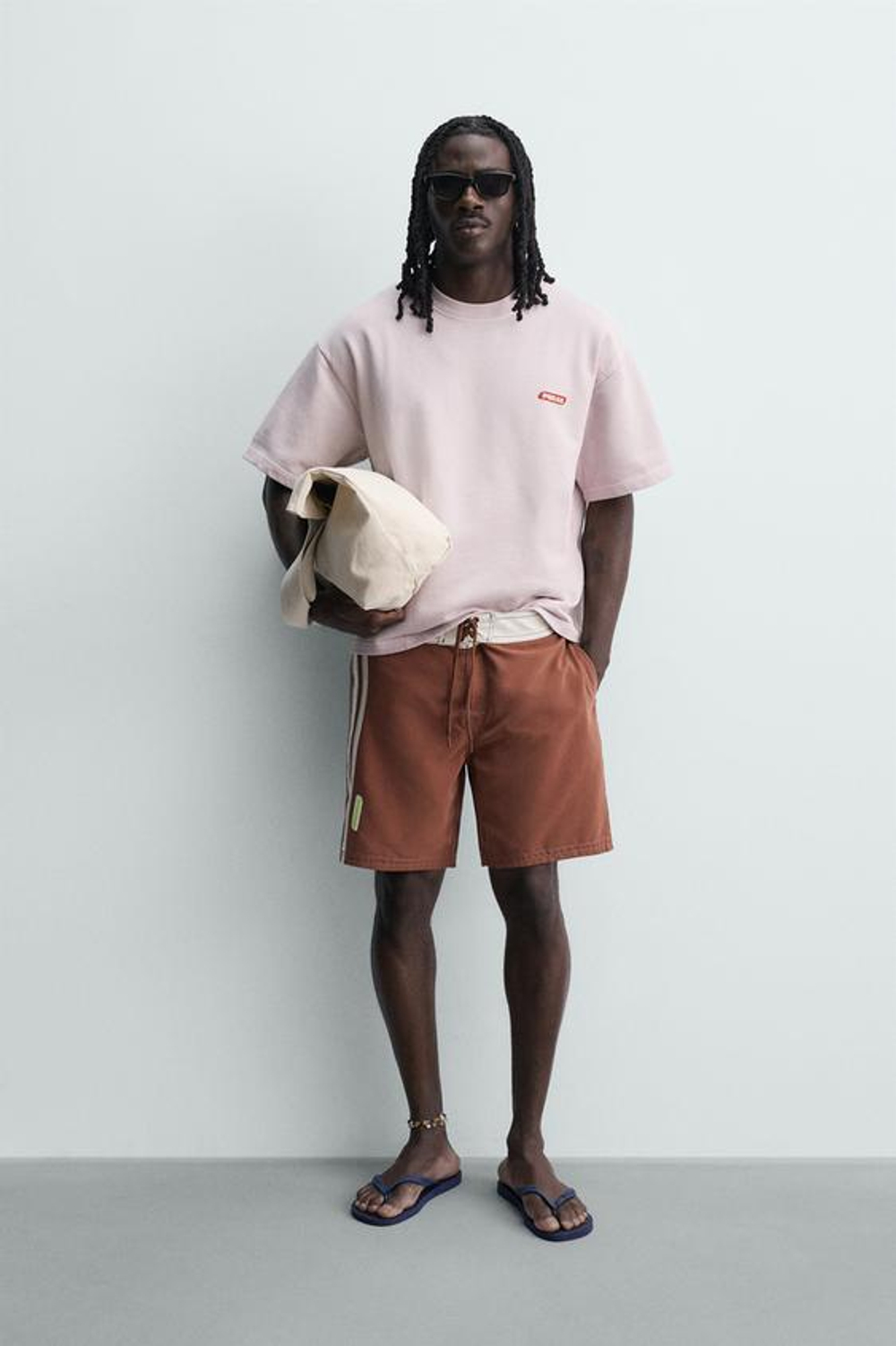 ZARA X PUKAS SURF ДЛИННЫЕ ПЛАВКИ С ПОЛОСАМИ, КОРИЧНЕВЫЙ