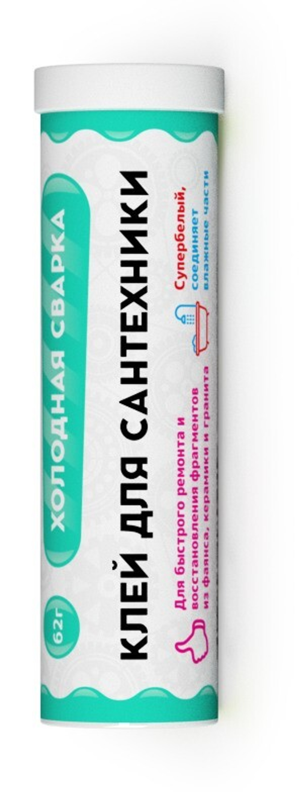 КЛЕЙ РЕМТЕКА ТИТАН ХОЛОДНАЯ СВАРКА ДЛЯ САНТЕХНИКИ БЕЛАЯ 62ГР РМ 0104