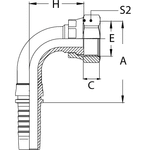 Фитинг DN 16 ORFS (Г) 1 (90) (накидная гайка)