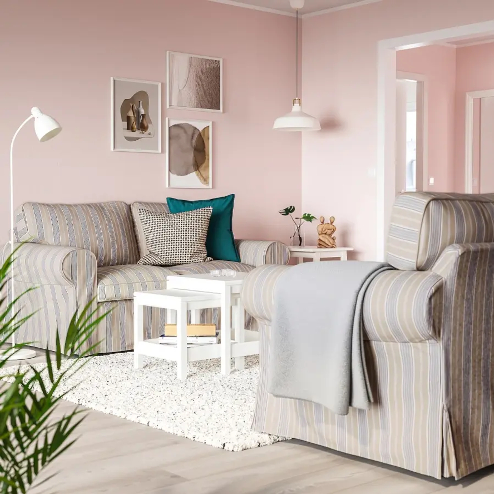 Диван 2-местный - IKEA EKTORP/ЭКТОРП ИКЕА, бежевый/разноцветный