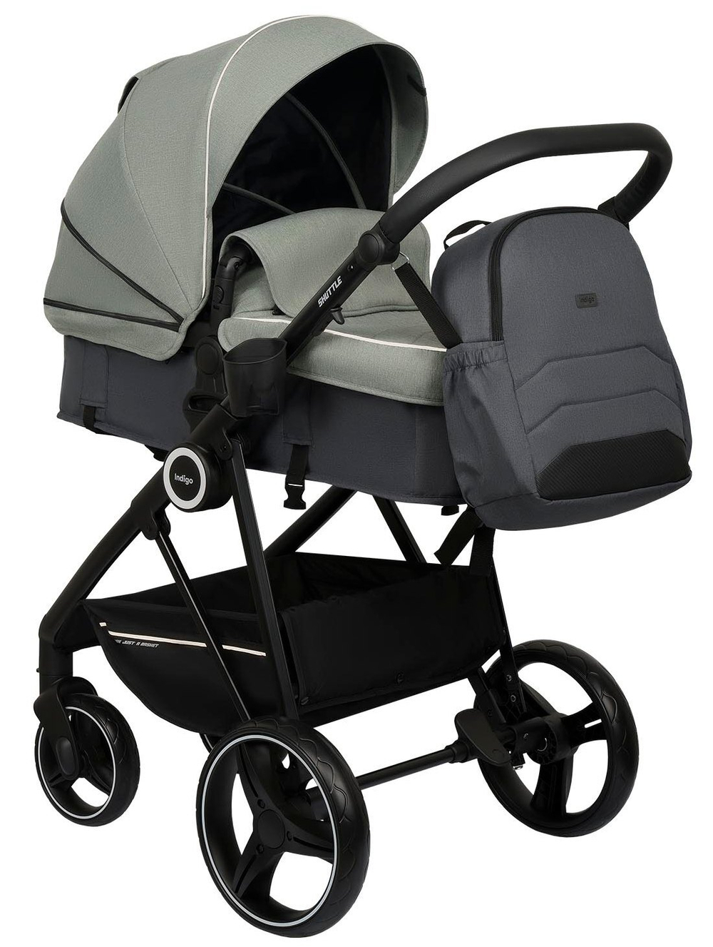 Детская коляска трансформер Indigo Shuttle 3 в 1 оливковый-серый