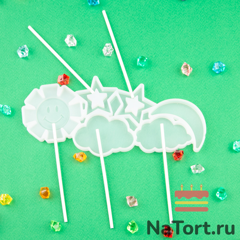 Силиконовая форма для леденцов «Солнце, луна, облака»