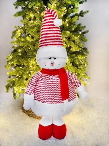 Игрушка Снеговик телескопический 80-130 см., красный, Christmas DeLuxe (89313)