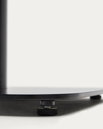 Dina Высокий круглый стол из меламина с ореховой отделкой и черной металлической ножкой  Ø60x96