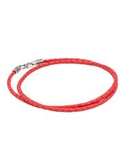 Кожаный шнур красный 3 мм с замком из серебра с символом триглав