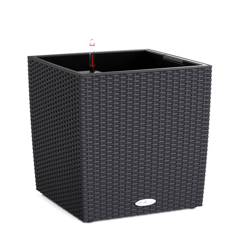 Кашпо Lechuza &quot;Cube Cottage Complete graphite black&quot; (пластик), 40х40хН40 см