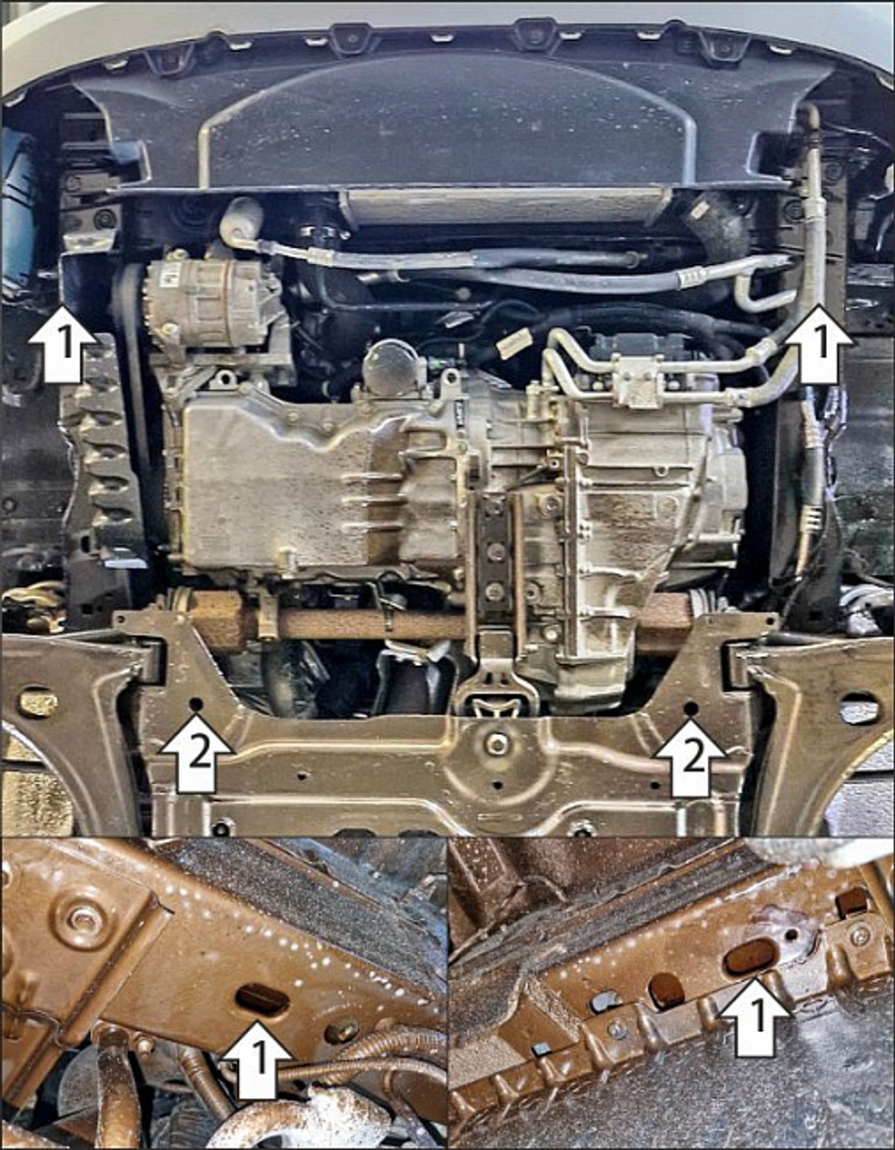 Защита картера двигателя, КПП. 2 мм, Сталь для Ford Tourneo Custom 2023-н.в., Motodor.70705