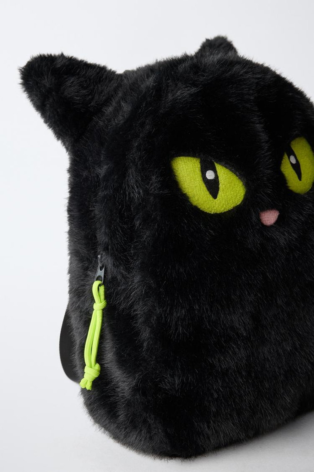 ZARA РЮКЗАК «КОШКА» С МЕХОМ HALLOWEEN, ЧЕРНЫЙ