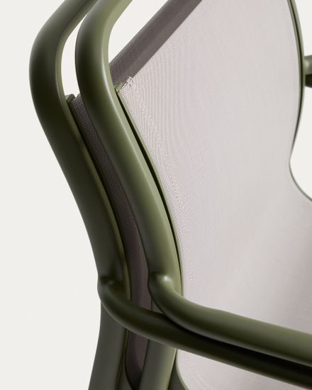 Уличный стул Luri из алюминия зеленого цвета и бежевого текстиля