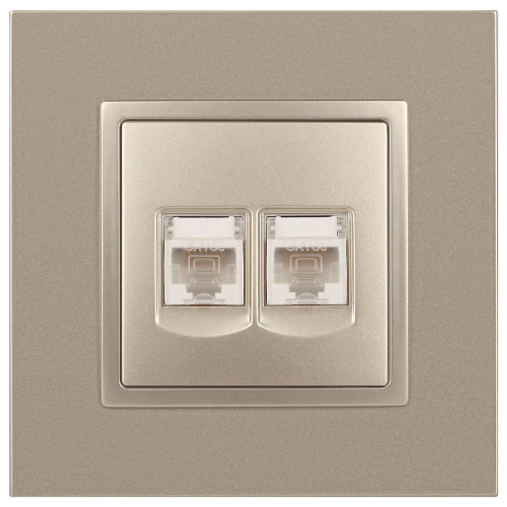 Розетка ЭРА Elegance 14-3108-04 информационная двойная 2хRJ45 IP20 шампань | Elegance Шампань
