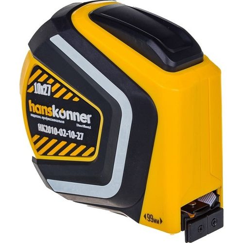 Рулетка 10 м 27 мм обрезиненный корпус, двухстороннее полотно Hanskonner