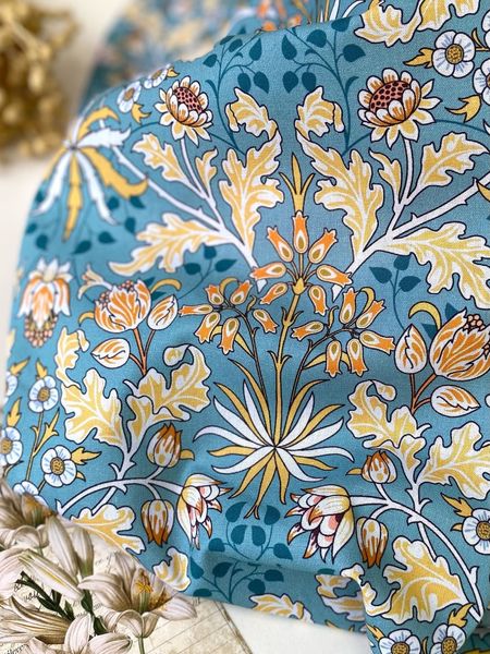 Цветочные узоры на бирюзе, Моррис, отрез 95 см, 100% хлопок Handmade Fabrics 4