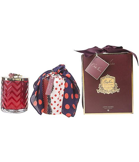 Большая красная свеча "ёлочка" с золотым цветком и платком, Cote Noire