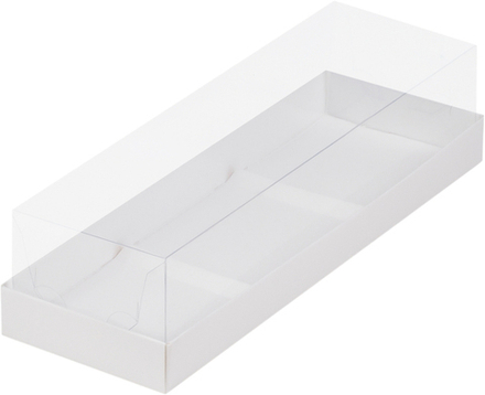 Коробка для муссовых пирожных (3 шт) с крышкой белая 29х9,5х8 см