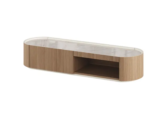 Тумба Lagom под ТВ 1 ящик 1 полка ширина 140 см (натуральный дуб, камень LC)