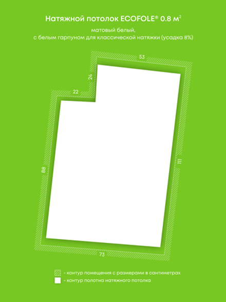 Матовый натяжной потолок 0.8 м2