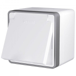 Розетка влагозащ. с зазем. с защит. крышкой и шторками Gallant белый