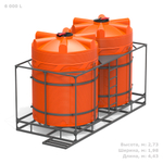 Емкости в кассетах для перевозки воды и жидких удобрений, КАС Полимер-Групп V 6000 КАС двойная с полным сливом* 12000 л. вертикальная (4430x1980x2735см;оранжевый) - арт.559082