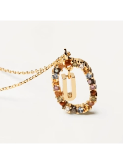 Колье Буква U серебро 925 пробы покрытое золотом