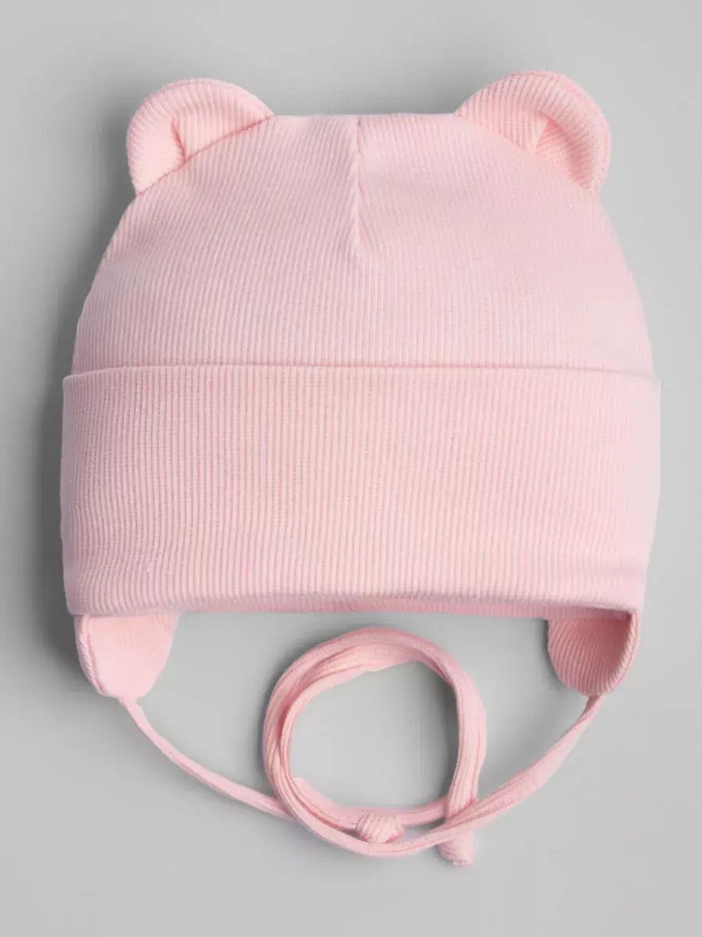 Шапка детская с ушками на завязках на осень