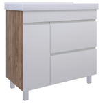 AVK4. Тумба напольная, 2 Ящика + 1 Дверь, 800, коллекция (Агата, опора Пластиковая, Cersanit Como, Ателье Светлое, Эмаль Белая матовая)