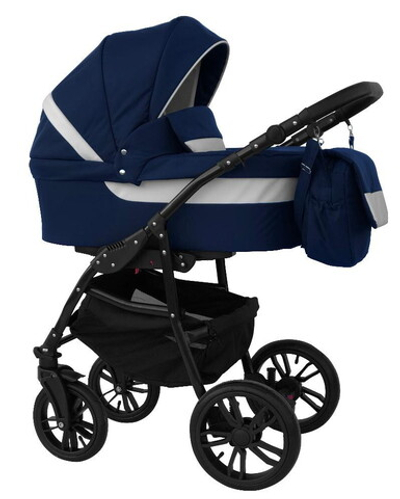 Детская коляска Alis Alvaro 2 в 1 Al 07 т.синий+белая кожа
