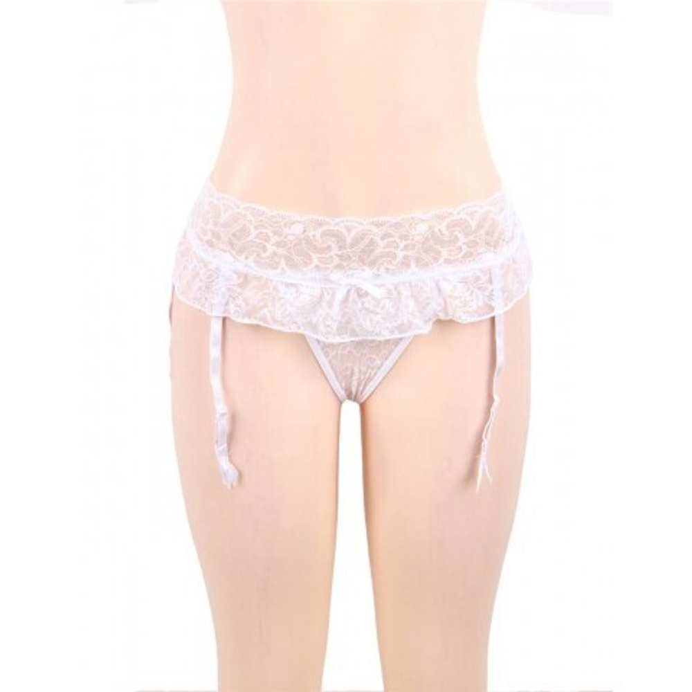 Пояс для чулок кружевной White Sexy Bow (3XL)