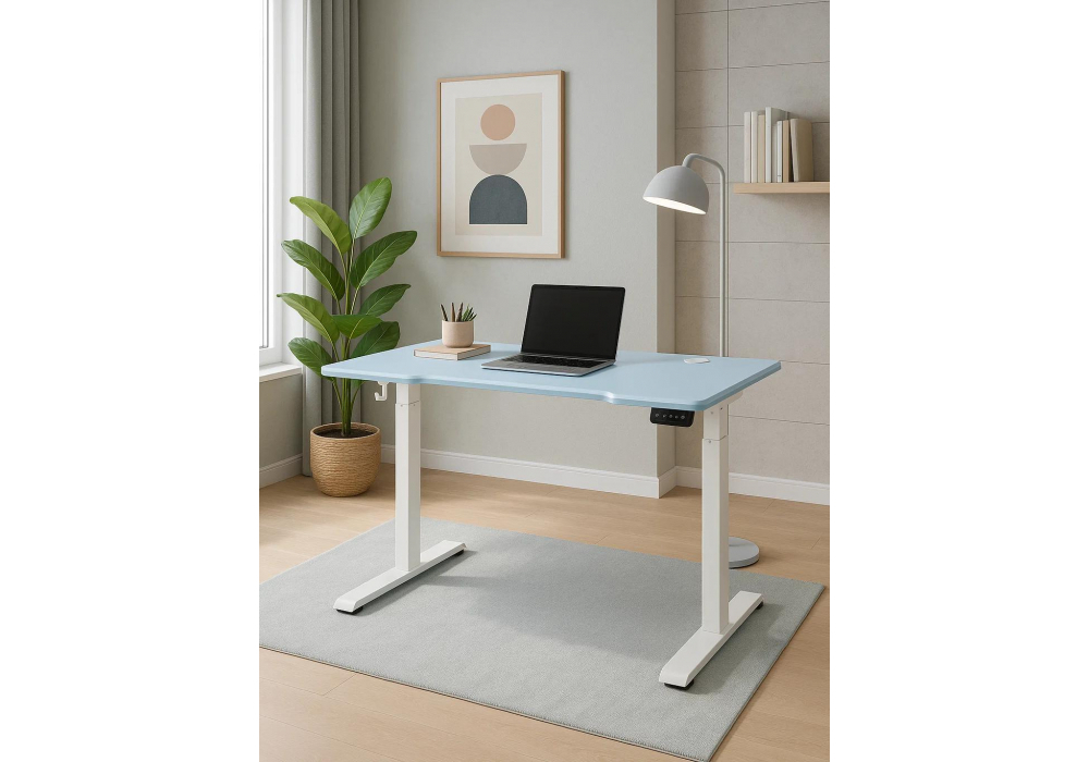 Компьютерный стол Woodville Маркос 140х80 голубой, белый, ножки белые