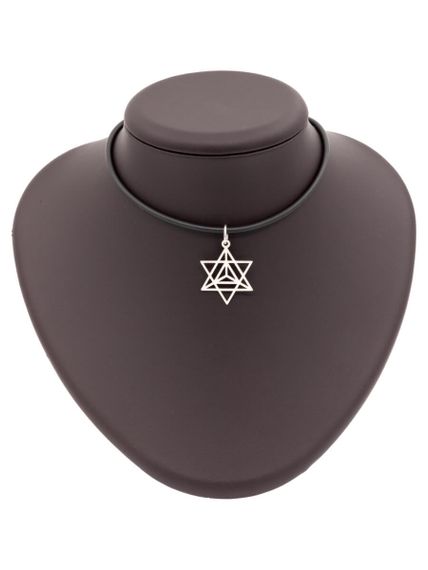 Подвеска Меркаба (Звездный Тетраэдр) из серебра на постаменте