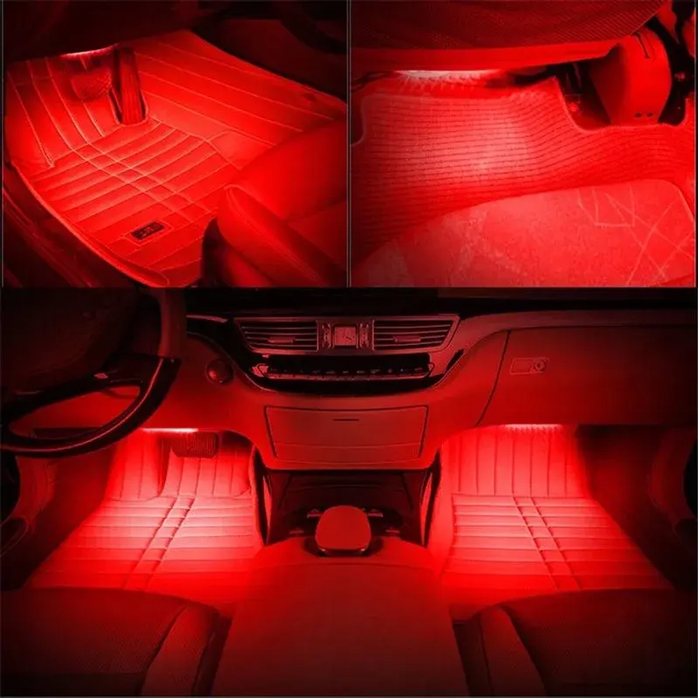 Светодиодная LED лента для автомобиля и дома IP65 12V 30см красная водонепроницаемая на самоклеющейся основе
