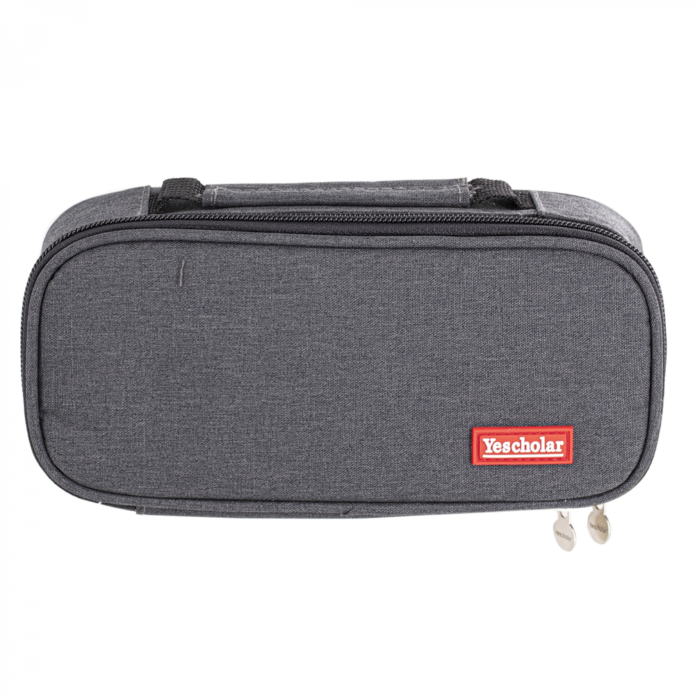 Пенал - косметичка Alingar, ткань, молния, 1 откидная планка, карман-сеточка, ручка, 210 х 90 х 55 мм, "YESCHOLAR", микс (серый, тем-синий, тем-серый)