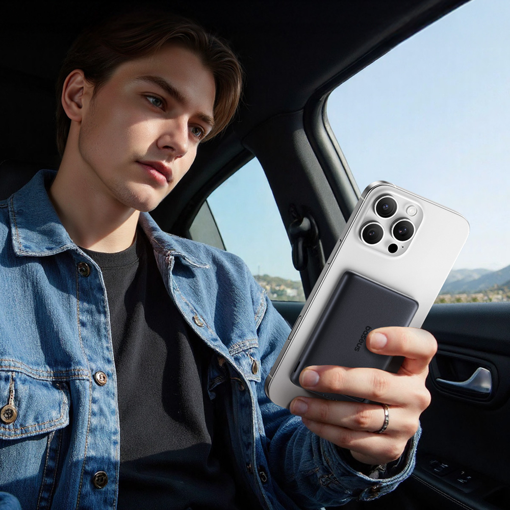 Внешний аккумулятор + Беспроводная зарядка Baseus PicoGo AM31 Ultra-Mini Magnetic Power Bank with Kickstand C+Qi2 5000mAh 20W (MagSafe)