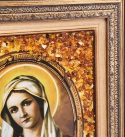 AMB-01/20 Икона «Иисус и Мария» (с янтарной крошкой) пласт.рамка L-37см