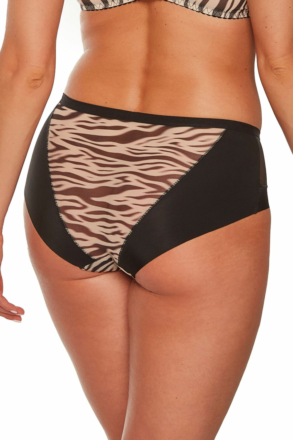 Трусики-слипы Alia с анималистическим принтом (Размер: XL) (Цвет: черный с бежевым)