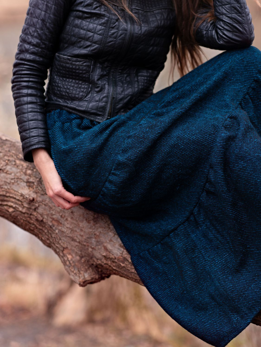 Длинная шерстяная юбка (темно-синий)