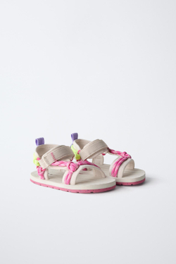 ZARA САНДАЛИИ ИЗ ВЫСОКОТЕХНОЛОГИЧНОЙ ТКАНИ, ФУКСИЯ
