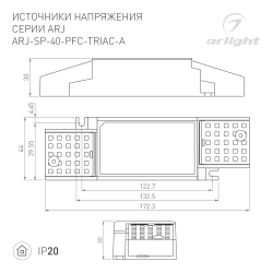 Блок питания ARJ-SP-40-PFC-TRIAC-INS (40W, 27-38V, 0.7-1.05A) (Arlight, IP20 Пластик, 5 лет) 028185(1)