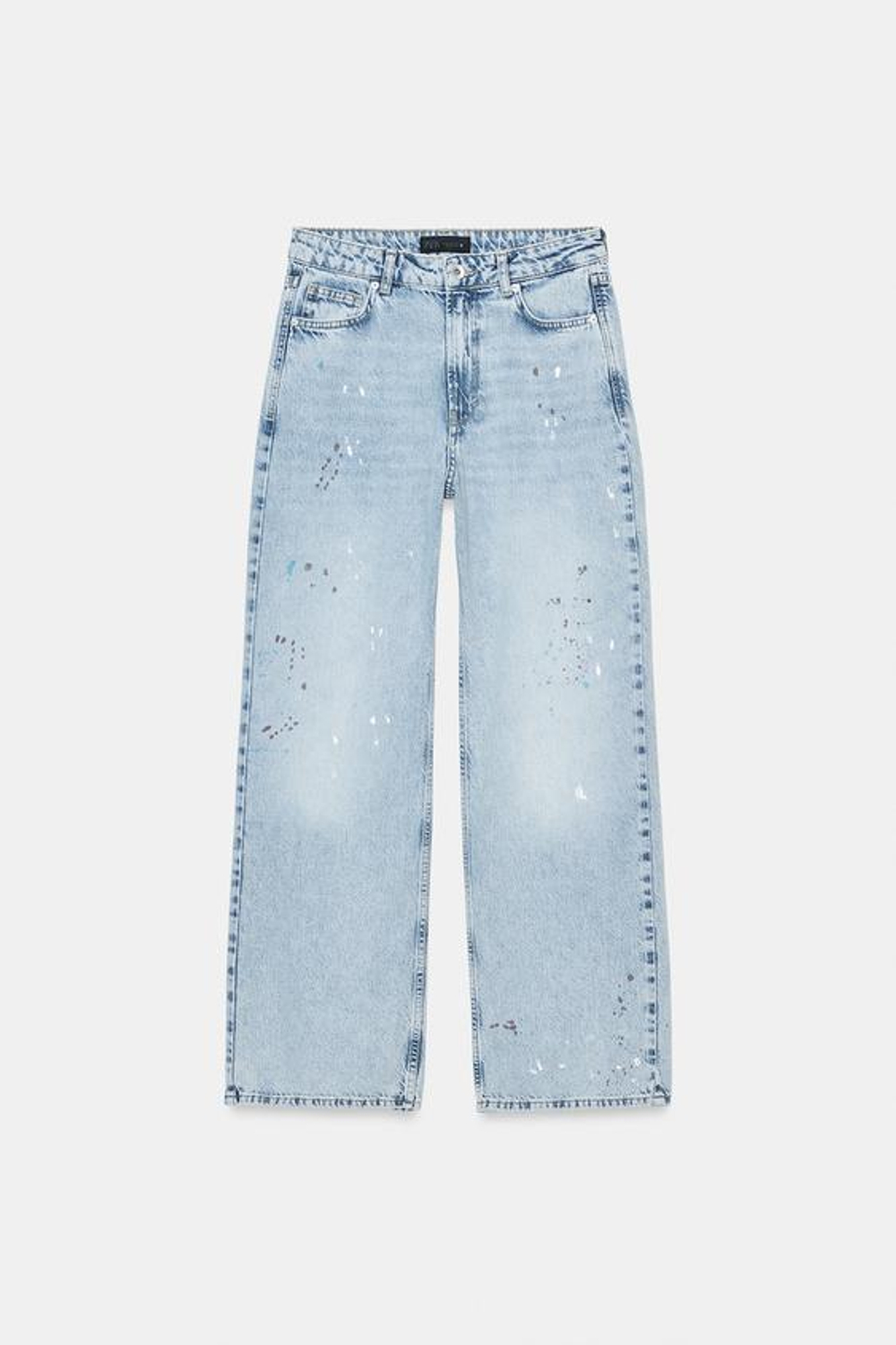 ZARA ДЖИНСЫ Z1975 LOOSE СО СРЕДНЕЙ ПОСАДКОЙ С ЭФФЕКТОМ КРАСКИ, ГОЛУБОЙ