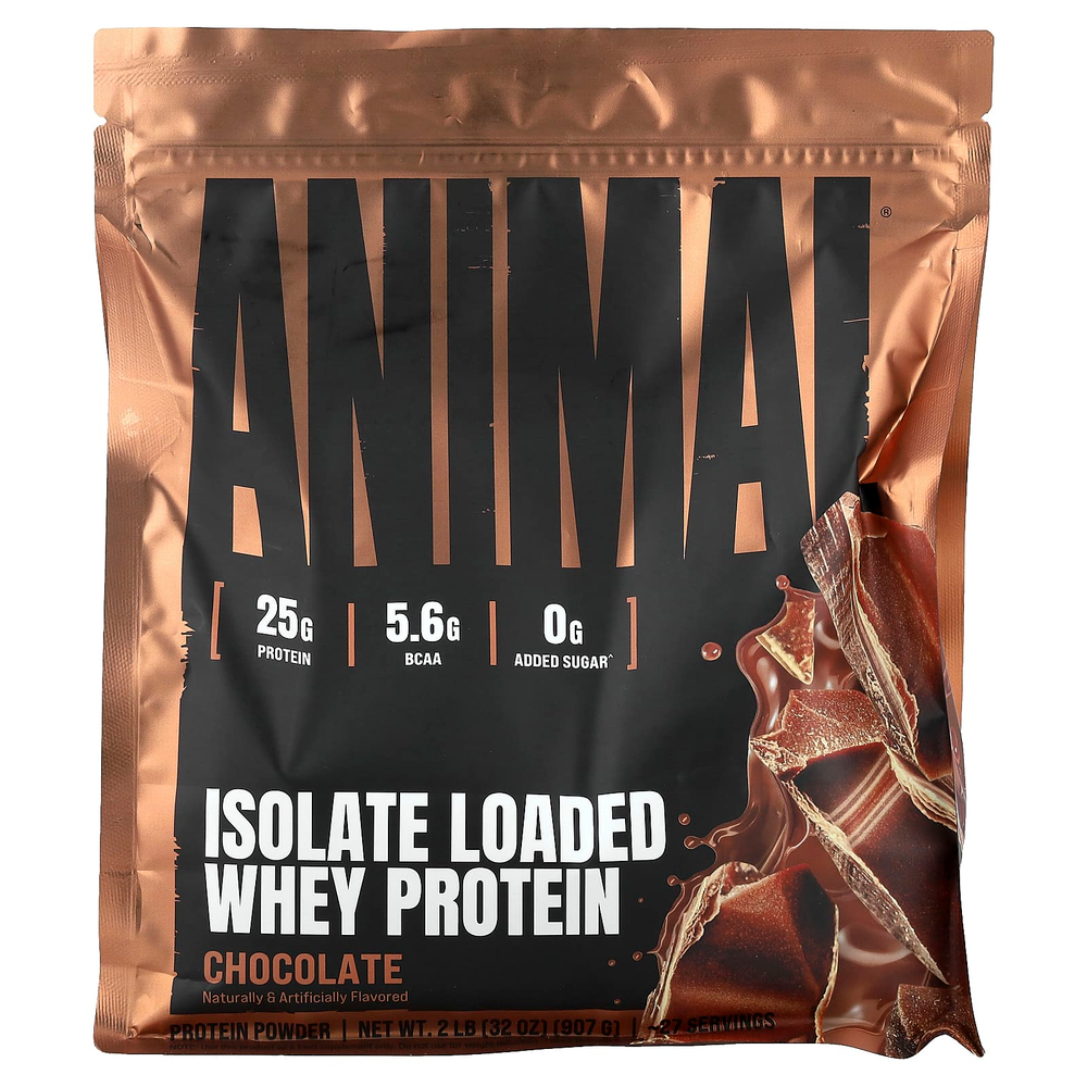 Animal, сывороточный протеин в порошке с изолятом, шоколадный вкус, 907 г (2 фунта)