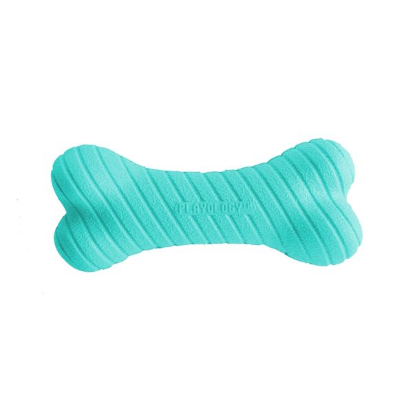 Двухслойная жевательная косточка Playology DUAL LAYER BONE для собак средних пород с ароматом арахиса, средняя, цвет голубой