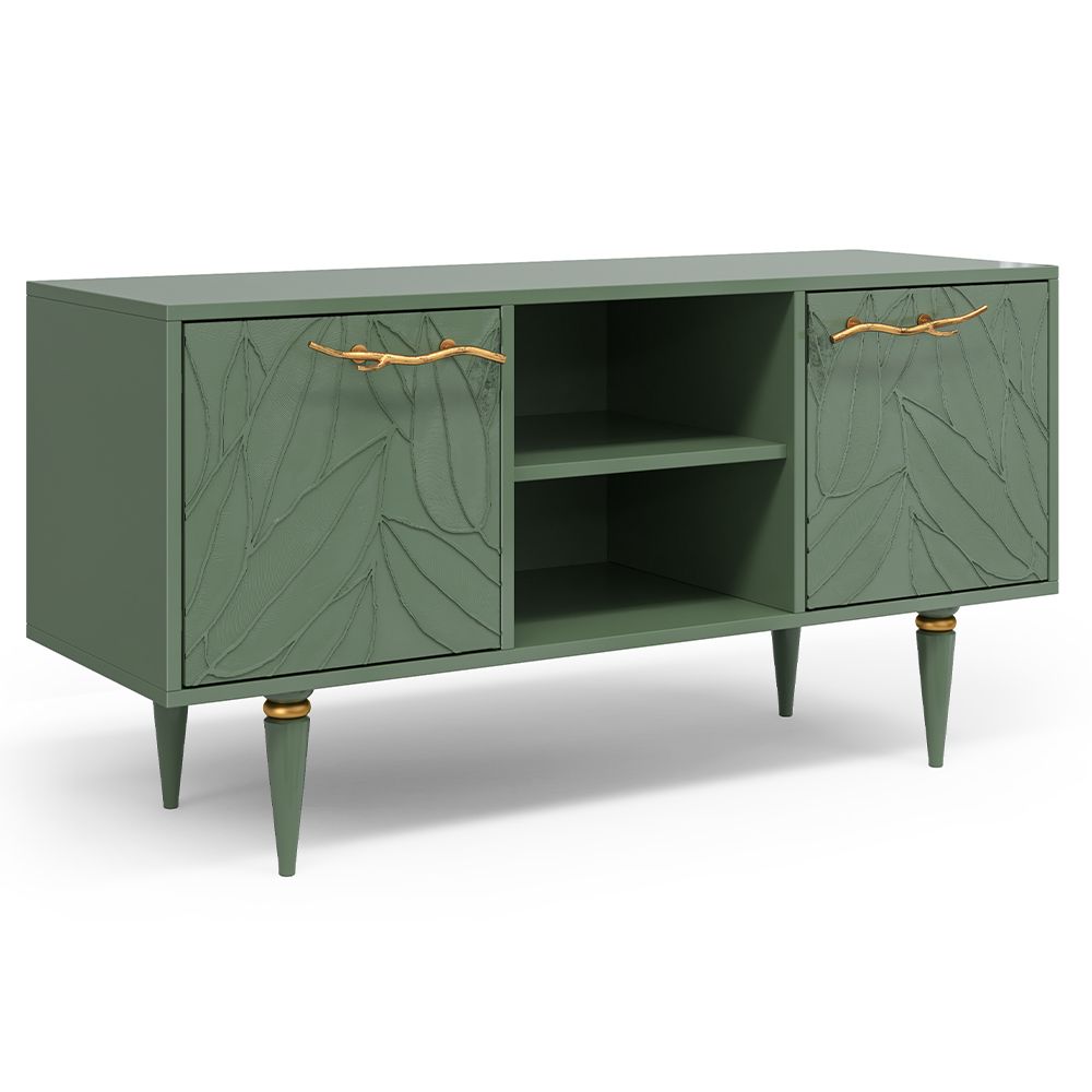 Тумба под ТВ Арт Колор leaves 117см Классик Голд Зеленый нефрит