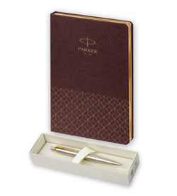 Подарочный набор: Шариковая ручка Parker Jotter Russia SE, цвет: St. Steel GT и Ежедневник  недатированный, коричневый