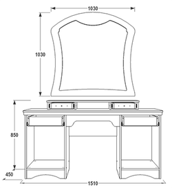 Стол туалетный "Ольга-10" (белый/жемчужный ясень), ЛДСП/МДФ, Фант-мебель, г. Волжск