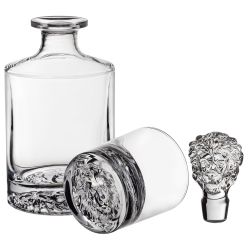 НАБОР ДЛЯ ВИСКИ "LION": ШТОФ + ДВА СТАКАНА, 850 МЛ/310 МЛ